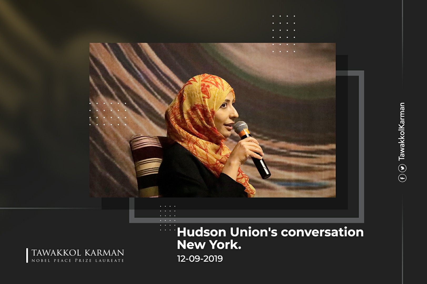 Lecture by Tawakkol Karman at the Hudson Union's conversation, New York