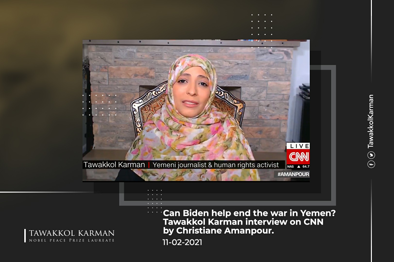 Can Biden help end the war in Yemen? Tawakkol Karman interview on CNN by Christiane Amanpour 11-02-2021