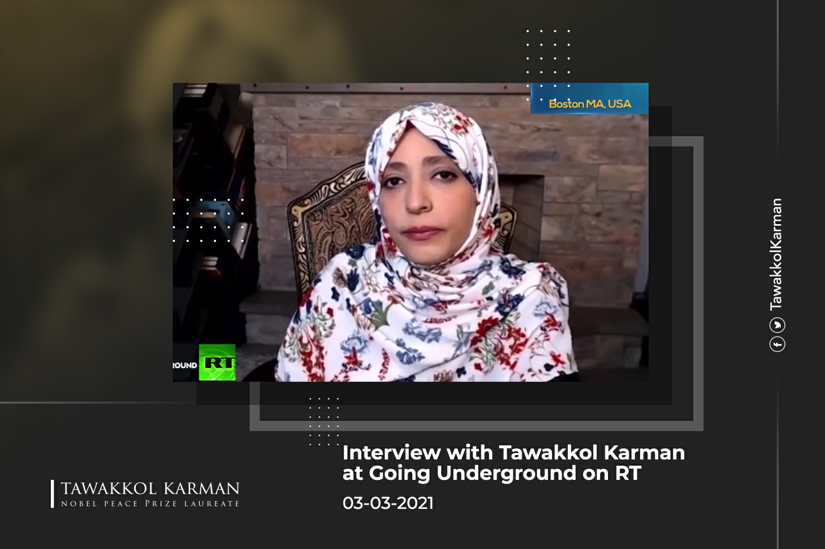 Interview Tawakkol Karman at Going Underground on RT