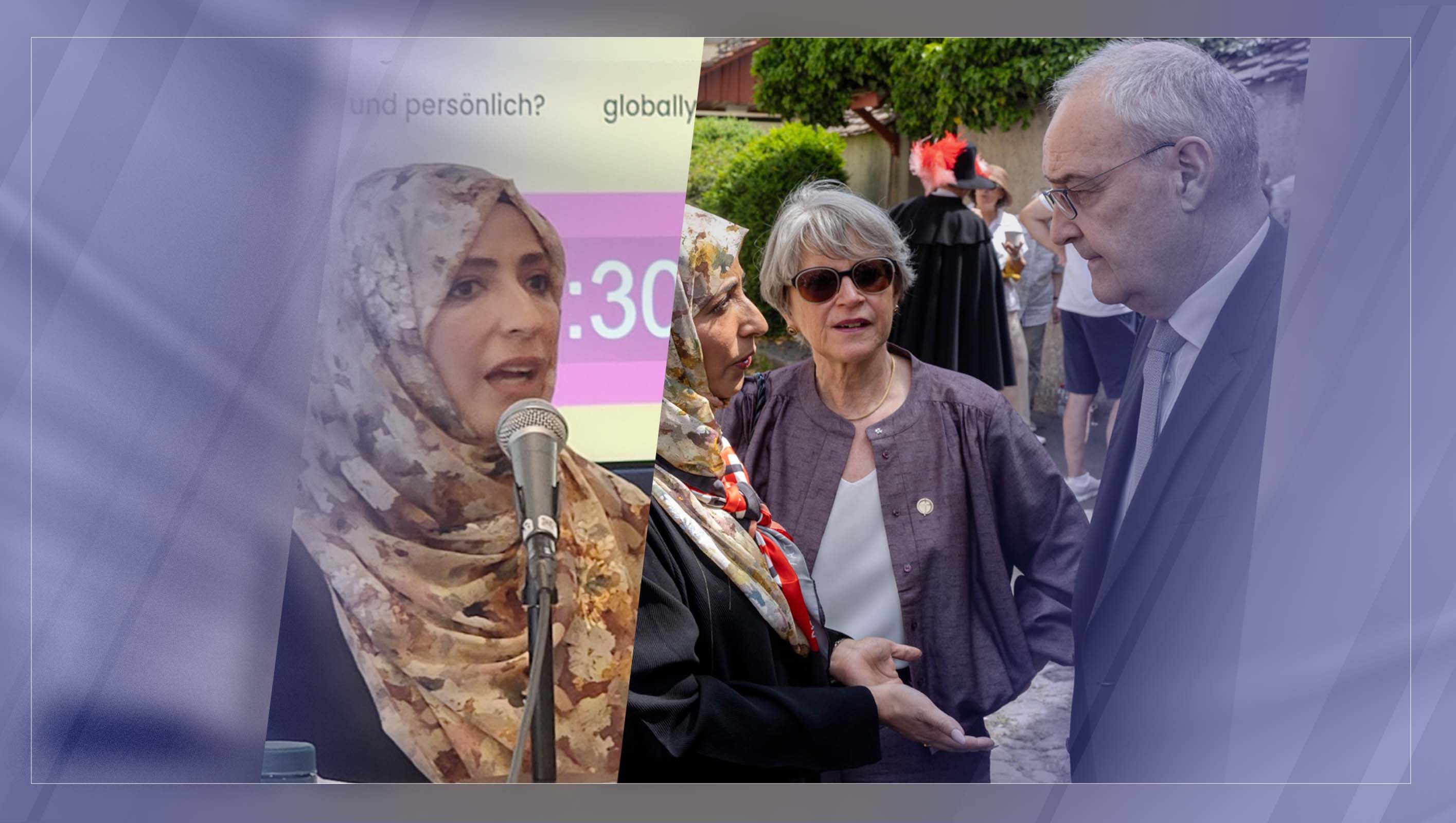 توكل كرمان تدعو من سويسرا إلى التمسك بالأمل ومقاومة الظلم وبناء سلام قائم على العدالة